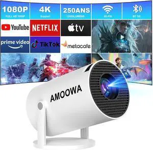 Portable 4K Mini Projector with WiFi and Wireless Bluetooth, Smart Proyector with Android 11, Projector with apps built in, 270° Rotatable, Auto Keystone,35"-130" Screen,Projector 4K Ultra HD