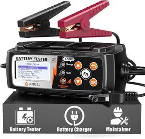 BT521 3-in-1 Car Battery Charger, Tester and Maintainer for 12V Lead-Acid Batteries, 5A Smart Trickle Charger and Desulfator with Overcharge Protection & Temperature Compensation, LCD Display