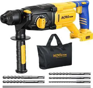 SDS-Plus Cordless Rotary Hammer Drill for Dewalt 20V BatteryBrushless Motor, Safety Clutch, 4 Functions, LED Light with Vibration Control, 5 Drills with Carry Bag(No Battery)