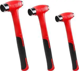 3 Piece Ball Peen Hammer, 16oz 32oz 48oz, Fiberglass Handle hammer for Ball Peen, Blow Striking Ball Pein Hammer Handle Tool with Forged Steel Construction for Metal Working