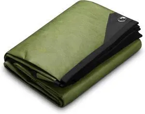 XL Heavy Duty Survival Blanket  Insulated Reflective Thermal Camping Tarp - 8.5 FT x 12 FT (Olive Green)