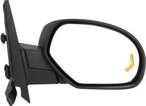 Right Passenger Side Towing Mirror with Electric Heated and Power-Adjustable Glass, LED Arrow Turn Signal, Puddle Lamp, Compatible with Chevy GMC 07-13 Silverado Sierra (07 New Body ONLY)
