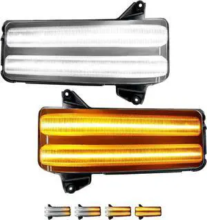 Sequential Amber Turn Signal Switchback LED Side Tow Mirror Marker Light White DRL Parking Light fit for 2020 2021 2022 2023 Chevy Silverado/GMC Sierra 2500 3500,Clear Lens