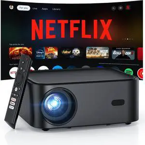 Official Licensed Netflix 1500 ANSI Smart Projector,  4K Projector with Wifi and Bluetooth, DoIby Audio,Native1080P,Built-in Apps, ,Electric Focus,Movie Projector for Home Cinema,Outdoor,Indoor