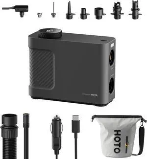 Air Pump Master, Portable Cordless Tire Inflator, Electric Air Pump with 9 Pump Modes, 12V DC Car Connector for Car, Bikes, Inflatable Pool Float, Air Mattress, Kayak, Tent, Paddle Board, Sup