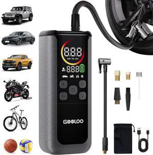 GT160 DUAL Tire Inflator Portable Air Compressor, 4X Faster Dual Cylinder & Upgraded Color LED Screen Portable Air Pump for Car Tires, Auto Shut-off Electric Bike Tire Pump with Pressure Gauge