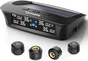 TM3 RV Tire Pressure Monitoring System, Tire Pressure Monitor with Solar Charge, TPMS with 4 Sensors(Max to 10) & 6 Alarm Modes, 2024 Updated w/Color LCD Display, 0-87PSI for RV/Trailer/Truck