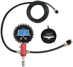 Upgrade Dual Tire Pressure Equalizer with Quick Coupler Adaptor Professional 2 Way Tire Inflation Deflation System Off-Road Air Down Tire Deflators Monitor for Offroad Vehicles Accessories