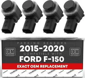 Car Parking Sensors, 4 Pieces - Compatible with 2015-2020 Ford F-150 Super Duty - Front or Rear Bumper Parking Aid Sensor, Backup Reverse Parking Assist Kit - OEM FL3-Z15K859-AAPTM, HC3Z15K859A