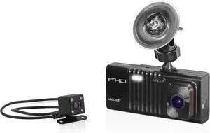 Dash Camera  3-Channel 1080P Car DVR with Rear & Interior Cam, Night Vision, 3.0 LCD Screen, G-Sensor, Loop Recording, Parking Monitor, Motion Detection, 32GB Card (Black)