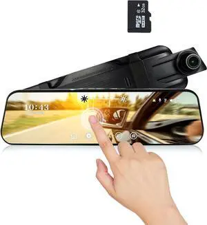 10'' Touch Screen DVR Rearview Mirror Dash Cam for Car Single Cameras Recorder | 32GB TF Card