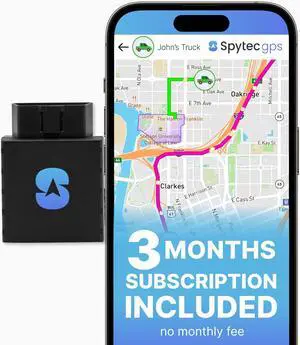 Plug-in GPS Car Tracker w/ 3 Month Service, No Fees, GPS Tracking for Vehicles, Trucks, & Family Safety, Easy Installation, Speed Monitoring, Location History, USA & Worldwide Tracking