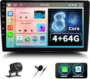 [4+64GB] 8-Core Android 13 Double Din Car Stereo with Wireless Carplay&Android Auto,9 Inch Car Radio Support Mirror Link WiFi GPS Navigation Bluetooth FM/RDS Radio EQ/HiFi/DSP/SWC+AHD Backup Camera