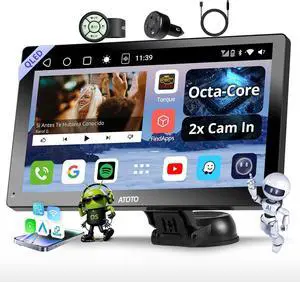 CarPlay Screen for Car, Portable Android Auto Screen Wireless/Wired, Android10.0, 4G LTE SIM Card ,9" QLED 1280*720p AI Multimedia Car Play Touchscreen,4GB/32GB, Fast Boot Navigation (P91X-Fast boot)