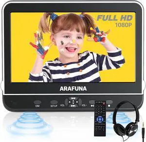 Car DVD Player with Headrest Mount, 10.5'' Headrest DVD Player for car with HDMI Input, Portable DVD Player for Car Support 1080P HD Video, USB/SD,Regions Free, Last Memory, Black