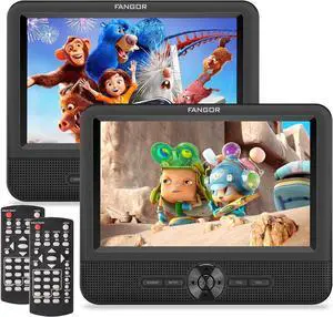 7.5 Inch Dual Portable DVD Player for Car, Car DVD Player Dual Screen Play a Same or Two Different Movies with Headrest Strap, Support Last Memory, AV Out/in, USB/SD Card, All Regions