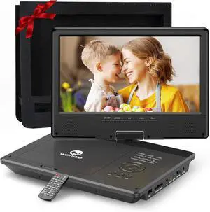 12.5 Inch Portable DVD Player with 10.5 Inch Swivel HD Screen, with Car Headrest Case, 5-Hour Rechargeable Battery, Car Charger and AC Adapter, Supports USB/SD Card/Sync TV, All Regions