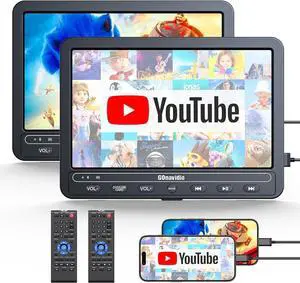 10.1" Car DVD Players Dual Screen with HDMI Input, 5-Hour Battery, Portable DVD Players for Car Support USB/TF Card, Last Memory, Play Same/Different Movies, Dual Speakers(2 DVD Players)