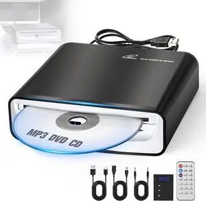 CD Player for Car with USB & AUX Ports, Upgraded Portable External CD DVD Player for Car Laptop Desktop TV Mac Computer, with Extra USB Extension Cable CD Player for Car with USB & AUX Ports, Upgraded Portable External CD DVD Player for Car Laptop Desktop TV Mac Computer, with Extra USB Extension Cable