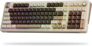 iLovBee B98 Creamy Keyboard with Number Pad, RGB Wireless Gaming Keyboard w/Knob, Bluetooth/2.4Ghz/USB Wired Full Size Mechanical Keyboards for Win/Mac, Gasket Hot Swappable Linear Switches
