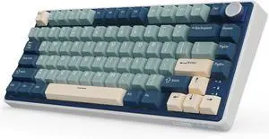 RK ROYAL KLUDGE R75 Wireless Mechanical Keyboard, 75% Percent Custom Gaming Keyboard Gasket Mount RGB Backlit with Knob & PBT Keycaps, BT5.1/2.4GHz/USB-C, Hot Swappable Cream Switch