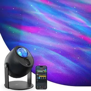 Star Light Projector with 3 Aurora Flowing Effects, Star Projector Works with Matter, Alexa and Google Assistant, 16 Million Colors, 52 Scene Modes, Night Light Projector, Without Plug