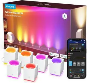 Cube Wall Sconces, RGBIC LED Wall Light Works with Alexa, WiFi Smart Lights for Room Decor, Color Changing Indoor Light Fixture for Bedroom Dining Room, Music Sync, Adjustable Cables, 15ft