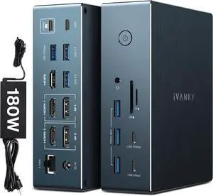iVANKY 20-in-1 DisplayLink Docking Station for MacBook Pro/Air FusionDock Pro 2, Triple 4K@60Hz Monitor Display for M1/M2/M3/M4/M5 MacBook/Windows, 180W Power, 2.5GbE, HDMI, DP, 10Gbps, Driver Needed