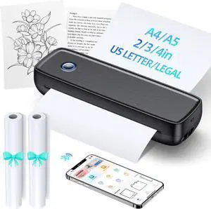 Portable Printers Wireless for Travel, Inkless Mini Bluetooth Wireless Thermal Printer - Ink-Free, USB-C Fast Charging, Ultra-Long Battery Life, HD, Portable Home Office No Ink Needed