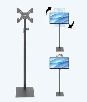 Universal Swivel Floor TV Stand with Mount 360 Degree Monitor Floor Stand for 14-43inch TV Tilting Free Standing TV Mount VESA Stand with 4 Level Height Adjustable for Bedroom Living Room Corner