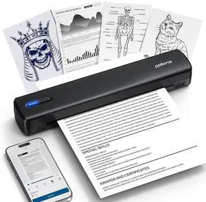Portable Printer, D810 Inkless Bluetooth Thermal Printer Wireless for Travel, Compatible with iOS, Android, Laptop, Supports 8.5"x11" US Letter for Office, Car, Home, Black