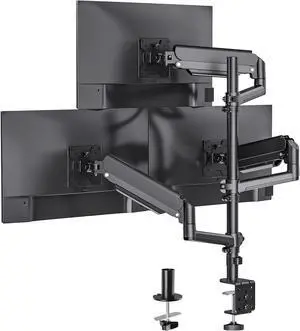 Triple Monitor Mount for 17-32 Inch Screens, Full Adjustable 3 Monitors Desk Mount with Clamp & Grommet Base, Gas Spring Monitor Arm, up to 19.8lbs Each, VESA 75x75 100x100 mm (GSDM003XL), Black