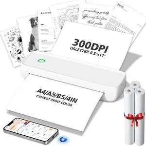 Portable Thermal Printer,Wireless Printer Supports 8.5" X 11"US Letter&Legal,A4&A5 Paper,Bluetooth Inkless Travel Printer Compatible with Android iOS & Laptop for Office Travel Home