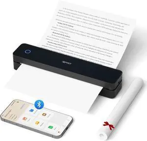 Portable Thermal Printer, MT610 Pro Wireless for Travel, 300 DPI Bluetooth Inkless Printer Support 8.5" X 11" US Letter&A4&A5 Thermal Paper for Home, Compatible with iOS, Android, Laptop, Black