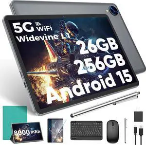 Android 15 Tablet with Keyboard, 26GB RAM, 256GB ROM(2TB Expand), 10.1 inch Octa-Core Tablets, 5G/2.4G WiFi, 8000mAh Battery, BT 5.0, GMS Certified, with Mouse, Case, Stylus, Split screen(Green) Android 15 Tablet with Keyboard, 26GB RAM, 256GB ROM(2TB Expand), 10.1 inch Octa-Core Tablets, 5G/2.4G WiFi, 8000mAh Battery, BT 5.0, GMS Certified, with Mouse, Case, Stylus, Split screen(Green)