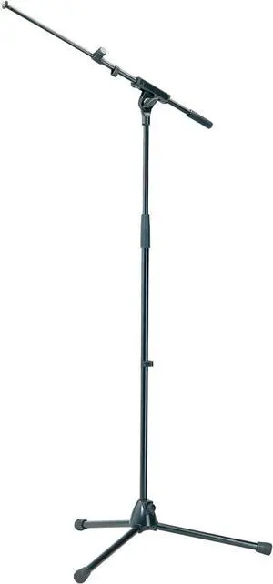 König & Meyer 21075.500.55 Tripod Microphone Stand - Adjustable Telescoping 1-Piece Boom Arm - Professional Grade - Heavy Duty with Folding Leg Base - German Made - Black