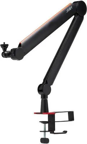 Wavo Boom Arm, Professional Boom Microphone Arm for Streamers and Podcasters, Silent Boom Arm, Cup and Headphones Holder, Table Clamp, Hidden Cable Chanel for Cable Management, Black