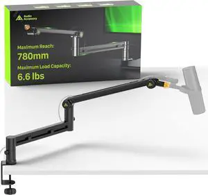 Low Profile Boom Arm (Design for Heavy Mic) 6.6lbs Load Capacity, Stable Gear Lock Structure Never Sags, Metal Microphone Stand Desk Mount for Shure SM7B MV7+, Blue Yeti,Rode PodMic