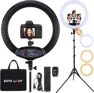 19 inch LED Ring Light with Tripod Stand, Ring Light with Touch Panel for Makeup Studio Portrait YouTube Vlog Video Shooting with Remote Controller, CRI>97