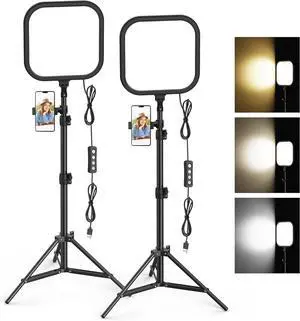 2Pack LED Video Light Kit,  15W Photography Lighting Kit, 78" Dimmable Studio Lights with Tripod, 2500-8500K Stream Light for Video Recording, Game Streaming, Photography, Tiktok, YouTube