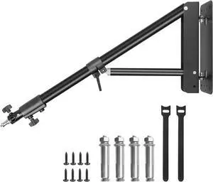 Ring Light Wall Mount with Triangle Base, 51inch/130cm Length Adjustable Support 180° Flexible Rotation, Wall Mount Boom Arm Up to 4.3ft for Photography Strobe Flash, Softbox, Reflector