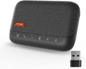 A15 Conference Speaker and Microphone, Portable Bluetooth Wireless Speakerphone, 360° Noise Cancelling Voice Pickup, Daisy Chian for Calls/Computer/PC/Laptop via Bluetooth/Dongle/USB-A/C Grey