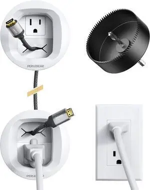 in-Wall Cable Management Kit, TV Cord Hider for Wall Mounted TV and Speakers, Power and Low Voltage Wire Management. Includes Drill Template, Dust Bag and Drill Attachment for Easy Install