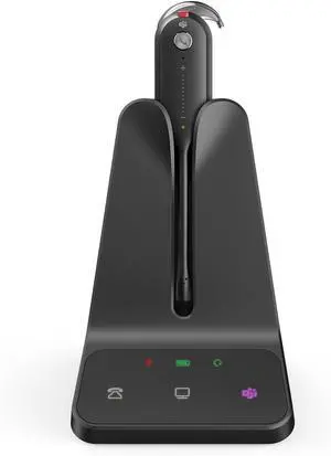 Wireless DECT Headset WH63 E2 Teams Certified Single Ear (Mono) Convertible Headset Connects to Desk Phone&Computer Noise Canceling Microphone 3 Wearing Styles
