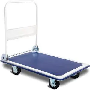 5 660lbs Platform Cart Dolly Folding Foldable Moving Warehouse Push Hand Truck, Blue, 35.5inch x 24inch (Baseboard)