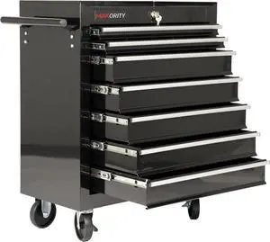 7-Drawer Heavy-Duty Rolling Tool Chest Cabinet with Lock Mobile Cart for Garage & Workshop, Black