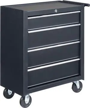 4-Drawer Tool Chest with Wheels & Lock & Key, Heavy Duty Cart Rolling Tool Box on Wheels, Metal Storage Cabinet, Rolling Tool Cart with Drawers for Garage, Warehouse & Repair Shop