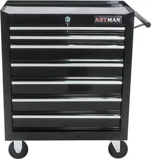 Tool Cart on Wheels 24.2in7 Drawers Rolling Tool BoxLocked Drawers Storage Organizer Cabinet for Garage, Warehouse, Repair Shop, Workshop