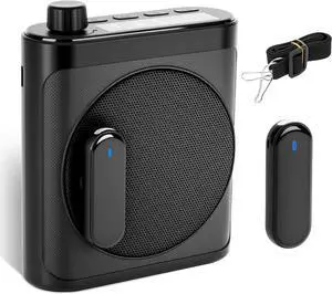 Wireless Voice Amplifier with 2 Wireless Mic & Magnetic Lavalier, Portable Voice Amplifier for Teachers, Instructor, Meeting, Bluetooth Speaker Include Dual Microphone for Yoga (Light Black)