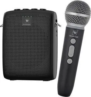 WinBridge Wireless Voice Amplifier with Microphone for Teachers, Portable PA System with Bluetooth Handheld Mic, Portable Speaker Mic Set, Cardioid Pickup for Classroom, Outdoor, Public Speaking WB009